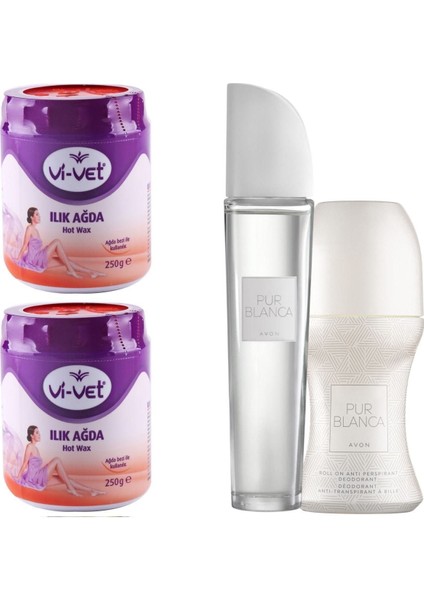 Ilık Turuncu Klasik 250 G Ağda 2 Adet +Avon Pur Blanca Edt 50 ml Kadın Parfüm + Roll On 50 M