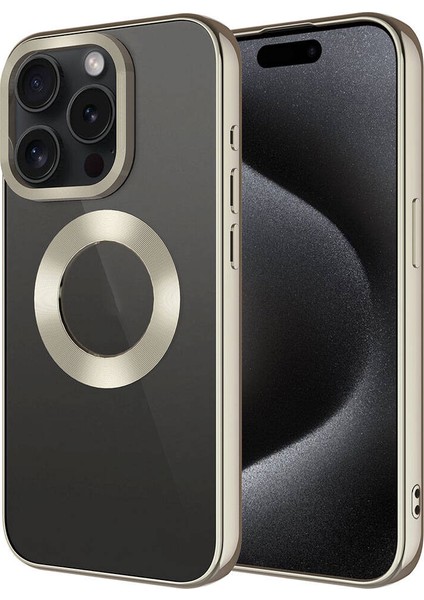 iPhone 15 Pro Max - Uyumlu Tek Kamera Çerçeveli Logo Gösteren Bls Store Omega Kapak-Titanyum