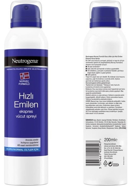 48 Saat Nemlendirme Etkili Neutrogena Vücut Spreyi 200ML