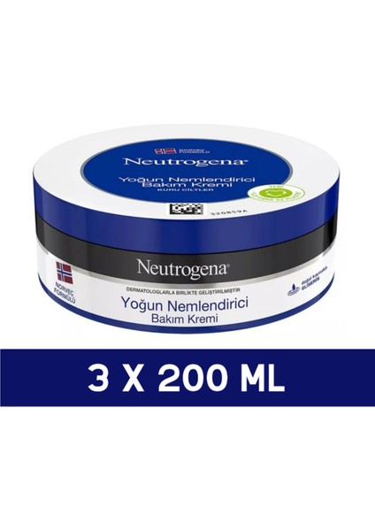 Norveç Formülü Yoğun Nemlendirici Bakım Kremi 200 ml 3 Adet
