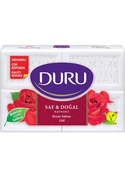 Saf & Doğal Kaynaklı Gül 4 Adet Beyaz Kalıp Sabun 600GR