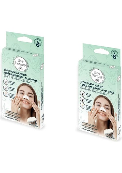 Bee Beauty Siyah Nokta Karşıtı Burun Temizleme Bandı - Aloe Vera 6'lı X2 Adet