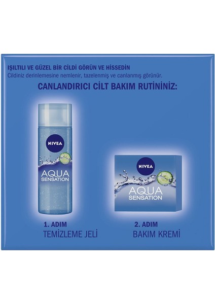Yüz Kremi ve Canlandırıcı Yüz Temizleme Jeli Aqua Sensation 200 Ml,makyaj Süngeri Hediye indirimleri