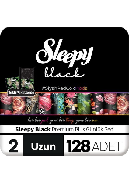 Black Premium Plus Günlük Ped Uzun 128 Adet