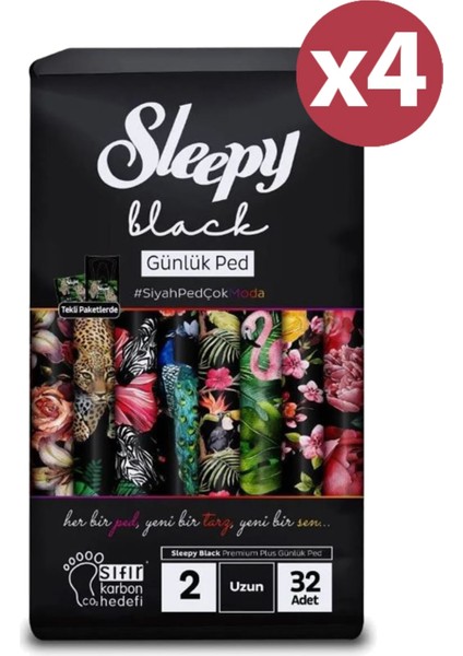 Black Premium Plus Günlük Ped Uzun 128 Adet