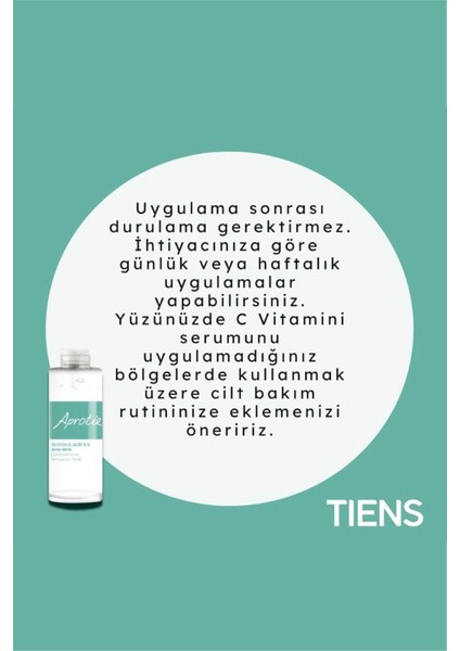 Kadın Tiens Aprotie Glycolic Acid %5 Aha + Bha Canlandırıcı ve Temizleyici Tonik
