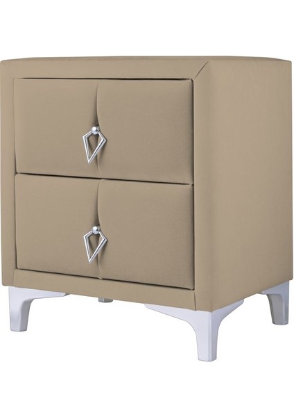 Harmony Silver İki Çekmeceli Bej Komodin Yatak Odası 2 Kapaklı Komodin modelleri