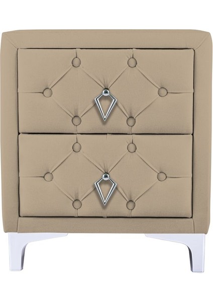Ruby 2 Çekmeceli Komodin Silver Model Kapitoneli İki Kapaklı Komodin Bej fiyatları