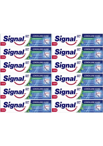 Sıgnal Çürüklere Karşı Nane Ferahlığı Diş Macunu 100ML 12 Adet