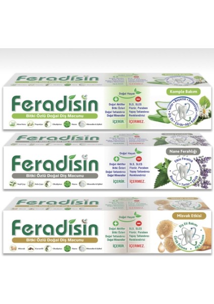 3 Adet Diş Macunu 75ML/90G x 3 %100 Doğal Gimdes Helal Sertifikalı