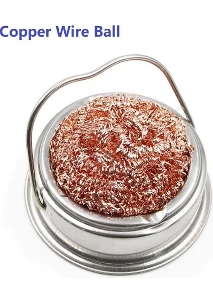 Bakır Tel Topu Stili Havya Ipuçları Temizleme Süngeri Temizleme Topu Lehimleme Istasyonu Için Yüksek Sıcaklık Dayanıklı Sünger Ucu ve Çift Kafa Fırça (Yurt Dışından)