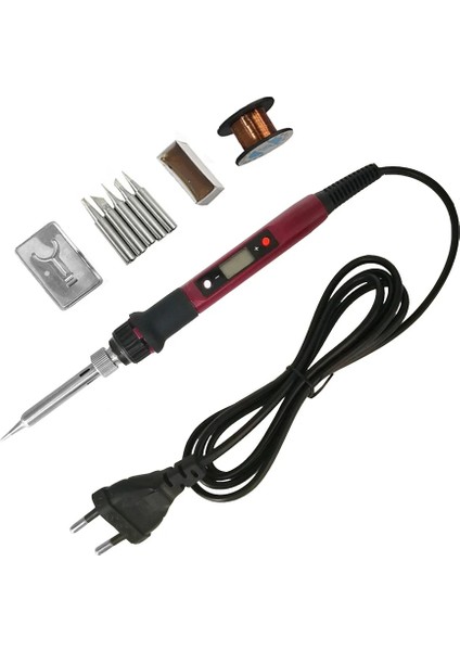 80W Koyu Kırmızı Set Stili 110V 80W Dijital Elektrikli Havya Seti Seti Sıcaklık Ayarlanabilir 220V 110V Kaynak Aracı Seramik Isıtıcı Lehimleme Ipuçları Rework (Yurt Dışından)