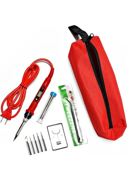 80W Koyu Kırmızı Set Stili 110V 80W Dijital Elektrikli Havya Seti Seti Sıcaklık Ayarlanabilir 220V 110V Kaynak Aracı Seramik Isıtıcı Lehimleme Ipuçları Rework (Yurt Dışından) fiyatları
