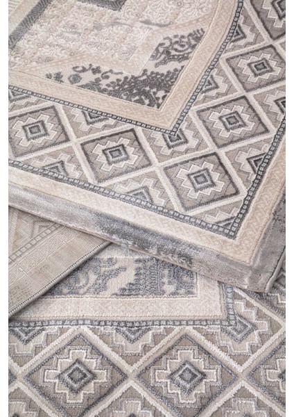 Amasra Gri Halı Yumuşak Oturma Odası Salon Çocuk Odası Mutfak Halısı P1144 80 x 300