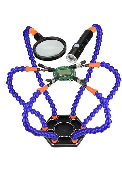 5 Arms Pro1 Stili Esnek Tutucu Timsah Kolları Klip Kelepçe Lehimleme Yardım Üçüncü El Pcb Ayarlanabilir Kaynak Masası 3x Büyüteç LED Lamba (Yurt Dışından) fırsatları