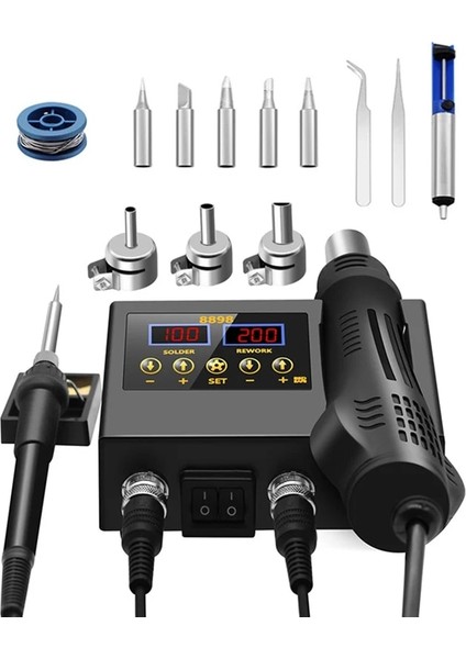 Bir Stil Md Rework Lehimleme Istasyonu 2 In 1 Sıcak Hava Havya LCD Dijital Ekran Kaynak Istasyonu Bga Pcb Ic Onarımı (Yurt Dışından)