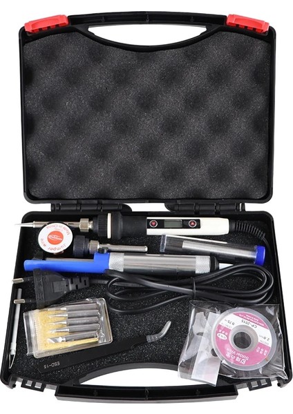 Set-2 Tarzı 220V Ab Fişi Havya LCD Dijital Ekran 80W Elektrikli Ayarlanabilir Sıcaklık Havya Istasyonu El Kaynak Onarım Araçları Kiti (Yurt Dışından)