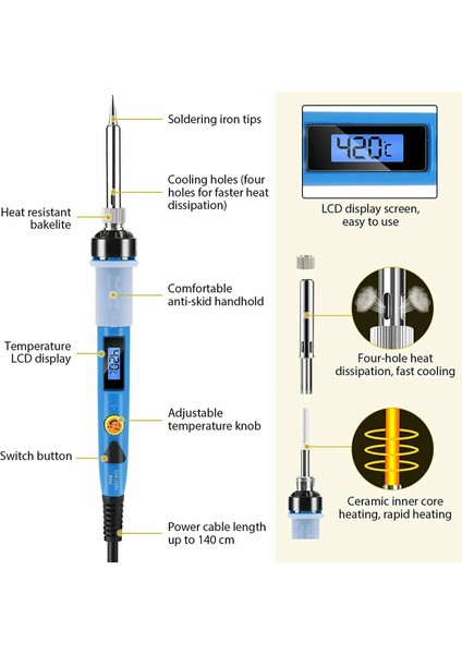 80W Havya Havya Kiti Sıcaklık Ayarlanabilir Kaynak Aracı On-Off Anahtarı Istasyonu Kalay Tel Lehimleme Standı (Yurt Dışından) fiyatları