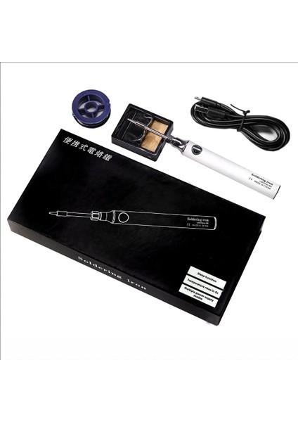 6 Parça Set-Beyaz Tarz 5V Şarj Edilebilir Elektrikli Havya Kiti Taşınabilir Komple USB Pil Kalay Lehim Seti Profesyonel Kablosuz Elektrikçi Araçları (Yurt Dışından) fırsatları