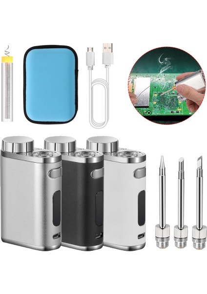 Gümüş Tarzı Taşınabilir Şarj Edilebilir Havya USB Kablosuz Pil Havya 3 Ipuçları ile Yüksek Güç Açık Havya (Yurt Dışından)