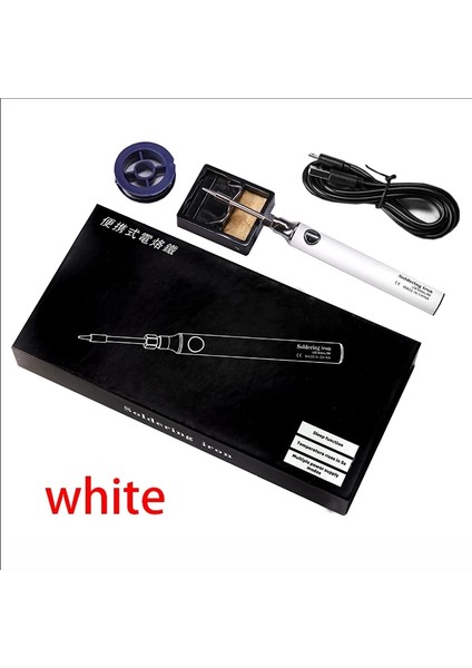 Beyaz Stil 8 Saat 5V 8W Akülü Havya Elektrikli USB Şarjlı Havya Seti Seti Lehimleme Kablosuz Şarj Havya (Yurt Dışından)