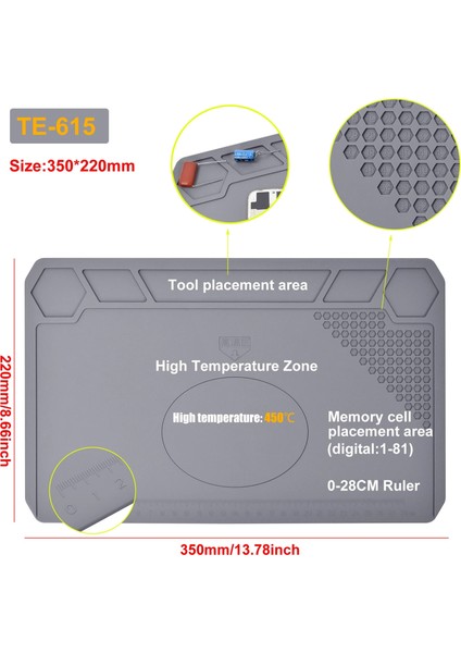 TE-615 Silikon Mat Stili Mewacalox Silikon Tamir Mat Manyetik Lehimleme Mat Isı Yalıtımı Elektronik Tamir Cep Telefonu Laptop Için Isıya Dayanıklı Ped (Yurt Dışından)