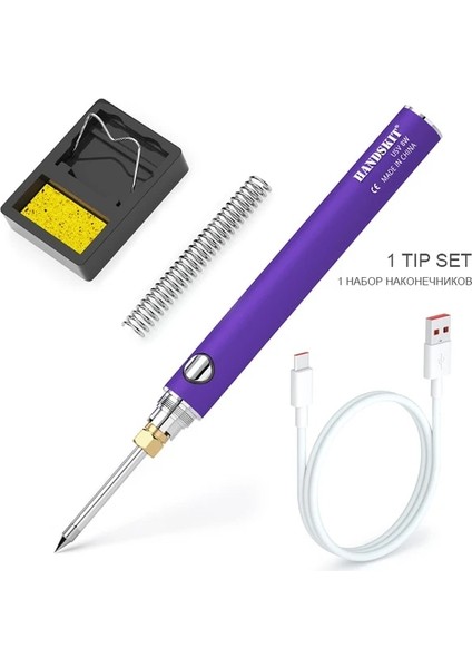 1 Uçlu Stile Sahip Pil 8W Orijinal 8 W USB Havya Seti Ayarlanabilir Sıcaklık Seramik Çekirdek Isıtma Taşınabilir Ev Kaynak Lehim Tamir Araçları (Yurt Dışından)