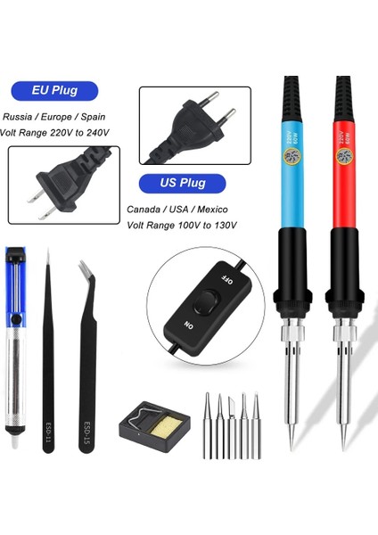 Mavi Stil 220V Ab Fiş Versiyonu Havya Elektrikli Lehimleme Için 220V Kalay Havya Regülatörlü USB Lehim Kalay Kaynak Makinesi Lehimleme Kiti (Yurt Dışından) modelleri