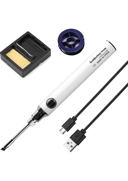 Beyaz Standart Stil Orijinal Taşınabilir USB Havya Seti Ayarlanabilir Sıcaklık 8 W Seramik Çekirdek Isıtma Ev Kaynak Lehim Tamir Araçları (Yurt Dışından)