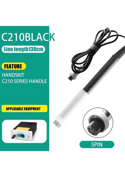 5pin 210 Siyah Stil Ahize Için T12 Jbc Lehim Istasyonu Uyumlu C115-I -Is T12-K Lehimleme Ipuçları Için T12 Lehimleme Istasyonu Kolu (Yurt Dışından)