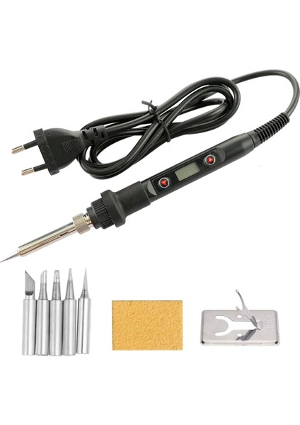 Siyah Set-2 Stili 220V Ab Fişi Ayarlanabilir Sıcaklık Elektrikli Havya 80 W 220 V V LCD Dijital Ekran Kaynak Demir Ipuçları Teneke Onarım Araçları Kiti (Yurt Dışından)