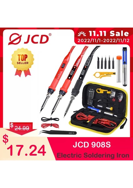 908S Kıt2 Stili 80W 110V Jcd 80W Elektrikli Havya LCD Dijital Ekran Ayarlanabilir Sıcaklık Havya Kiti Kaynak Onarım Aracı (Yurt Dışından)