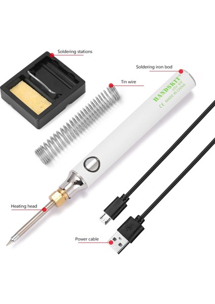 Havya Seti Stili Handskit USB Şarj Havya 5 V 8 W Ayarlanabilir Sıcaklık Elektrikli Havya Kiti ile Havya Istasyonu Lehim Teli (Yurt Dışından)