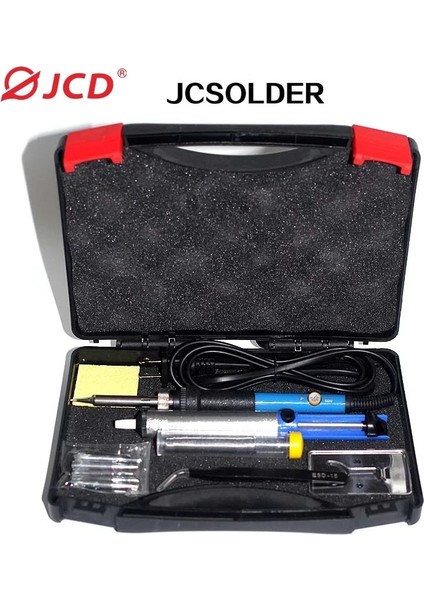 Gri Tarzı 60W 110V Jcdsolder 60W 220V Ayarlanabilir Sıcaklık Havya Seti + 5 Ipuçları + Lehim Sökme Pompası + Havya Standı + Cımbız + Lehim Teli (Yurt Dışından)