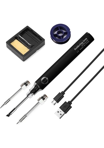 Siyah Tam Set Stili Orijinal Taşınabilir USB Havya Seti Ayarlanabilir Sıcaklık 8 W Seramik Çekirdek Isıtma Ev Kaynak Lehim Tamir Araçları (Yurt Dışından)