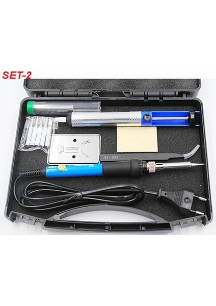 Set2 Stili 220V Ab Fiş Versiyonu Ab Tak 60W 220V 110V Ayarlanabilir Sıcaklık Elektrikli Havya Kiti Ipuçları Lehim Sökme Pompası Standı Cımbız Lehim Teli Kutusu (Yurt Dışından)