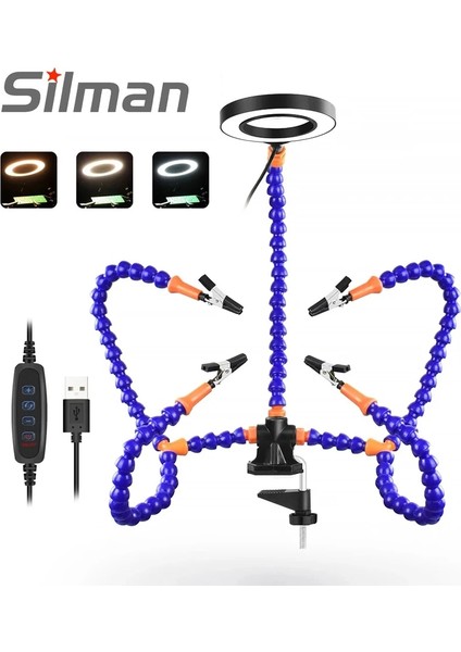 Siyah Kaynak Standı Stili Masa Kelepçe Lehimleme Yardım Eller Üçüncü El Aracı Lehimleme Istasyonu USB 3x Işıklı Büyüteç Kaynak Onarım Aracı (Yurt Dışından) fiyatları