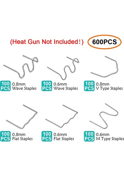 600 Pcs Çivi Stili Kaynak Çubukları Sıcak Zımba Tamir Makinesi Plastik Kaynak Sıcak Zımba Araba Oto Tampon Tamir Ön Kesim Dalga Zımba (Yurt Dışından)