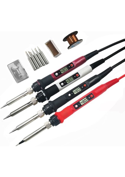 80W 3 Düğmeli Set Stili 80W 110V 80W Dijital Elektrikli Havya Seti Seti Sıcaklık Ayarlanabilir 220V 110V Kaynak Aracı Seramik Isıtıcı Lehimleme Ipuçları Rework (Yurt Dışından) modelleri