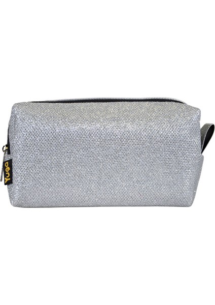 Makyaj Çantası Simli Gümüş