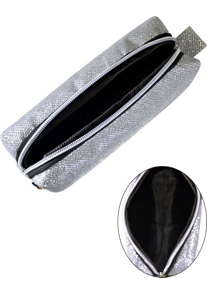 Makyaj Çantası Simli Gümüş fiyatları