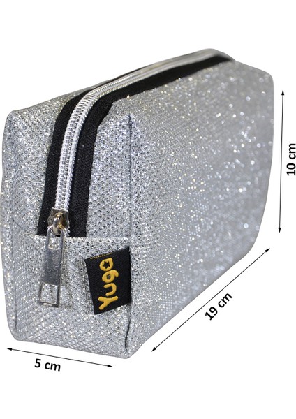 Makyaj Çantası Simli Gümüş modelleri