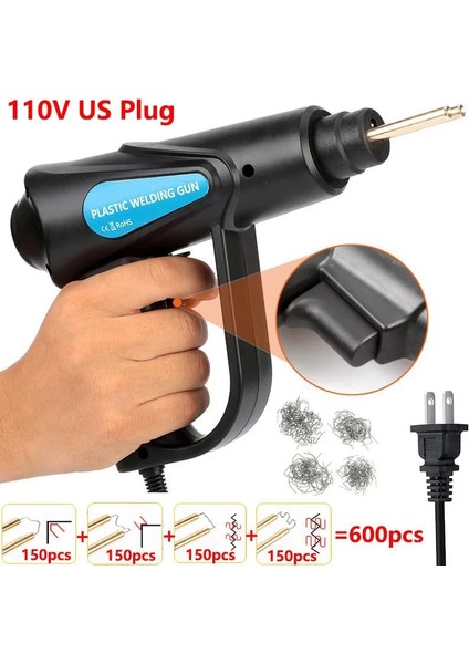 Yalnızca 500X0,8 mm V Stili Sıcak Plastik Kaynakçı 70 W Isı Tabancası Sıcak Zımba Plastik Kaynak Makinesi Tampon Havya Zımba Tampon Tamir Araba Araçları Kiti (Yurt Dışından)