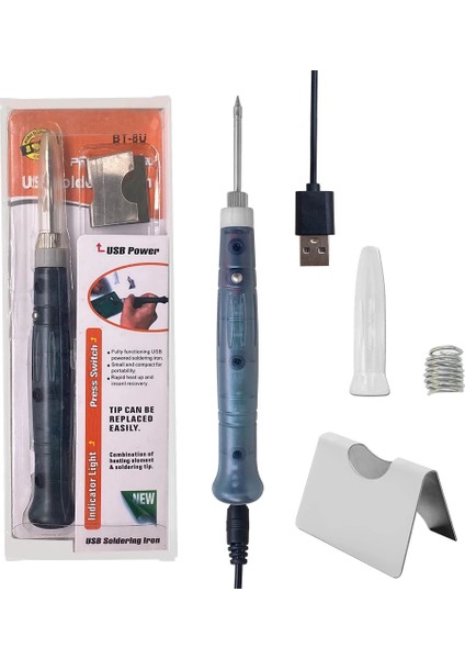 8W USB Tarzı Taşınabilir USB Havya Profesyonel Elektrikli Isıtma Araçları Rework Gösterge Işığı Kolu Kaynak Tabancası Açık Onarım Aracı (Yurt Dışından)