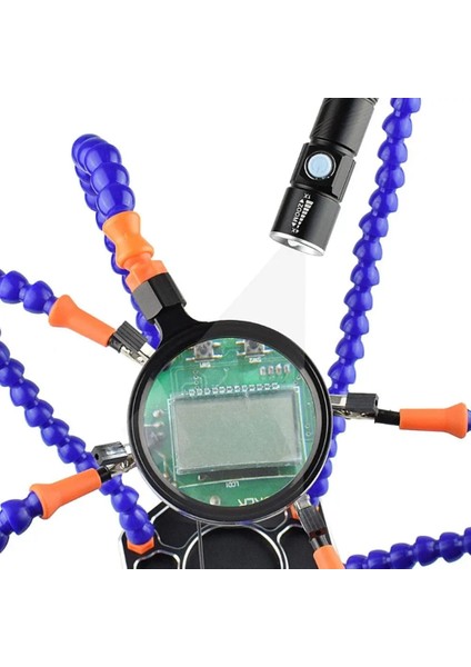 Siyah Stil Blackblue Büyüteç USB El Feneri Lehimleme Istasyonu Üçüncü Yardım El Tutucu 6 Esnek Kol ile Çoklu Kaynak El Aletleri (Yurt Dışından) indirimleri