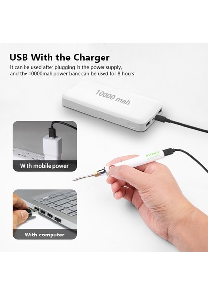 Pil Stiliyle 1 Ipucu 8W 8W USB Havya Seti Ayarlanabilir Sıcaklık Seramik Çekirdek Isıtma Taşınabilir Ev Kaynak Lehim Tamir Araçları (Yurt Dışından) fiyatları