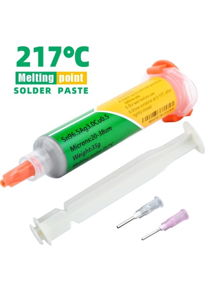 SN96.5AG3.0CU0.5 35G Stili Iğne Tüplü Tip Kurşunsuz Şırınga Düşük Orta Yüksek Sıcaklık Lehim Pastası Yama Onarımı Lehimleme LED Smd Kaynak Macunu (Yurt Dışından)