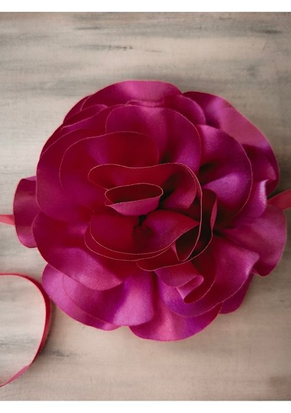 Kolye/kumaş Büyük Gül Choker Kolye ( 15 cm )