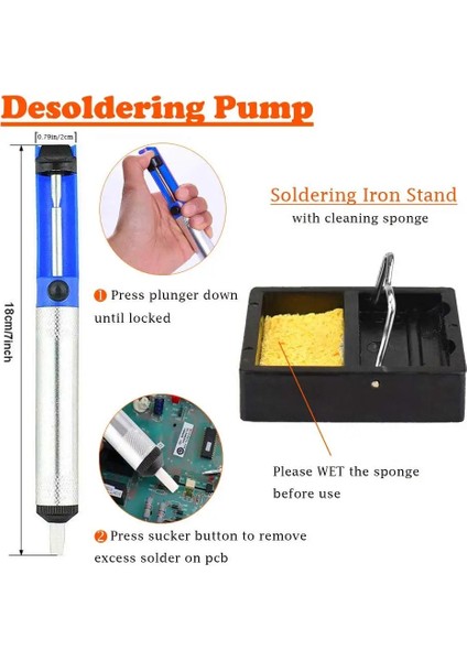 60W Ayarlanabilir Sıcaklık Kaynak Demir Elektronik Tamir Aracı ile Tam Set 60W Elektrikli Havya Seti (Yurt Dışından)