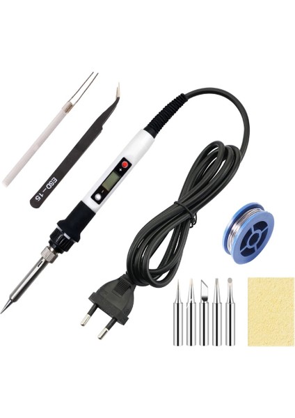 Set-8 Stili 220V Ab Fişi 80W Elektrikli Havya Seti Seti Dijital Sıcaklık Ayarlanabilir Kaynak Aracı Lehim Teneke Demir Ipuçları ile Tamir Araçları (Yurt Dışından)
